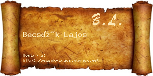 Becsák Lajos névjegykártya